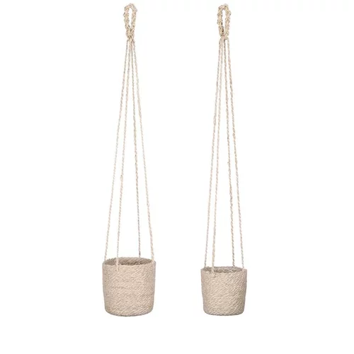 Jardin adapté:Panier à suspendre en toile de jute crème Atlantic - Ø 16 x H 16 cm