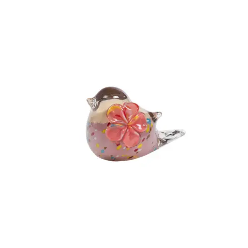 Pour mieux organiser vos extérieurs:Oiseau décoratif à fleur en verre sulfure - 7 x 11,5 x 7 cm
