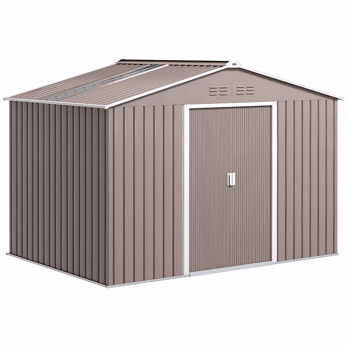 Abri de jardin 4 – 9 m² double porte coulissante fondation incluse | 277 × 195 × 192 cm | tôle acier ondulée gris clair