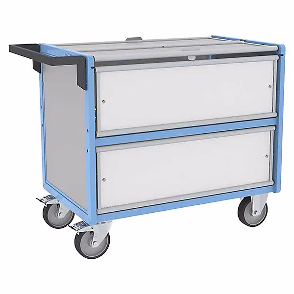 Chariot conteneur fermé pour produits chimiques – Plateau 985 × 565mm, Charge max 250kg, 800726124