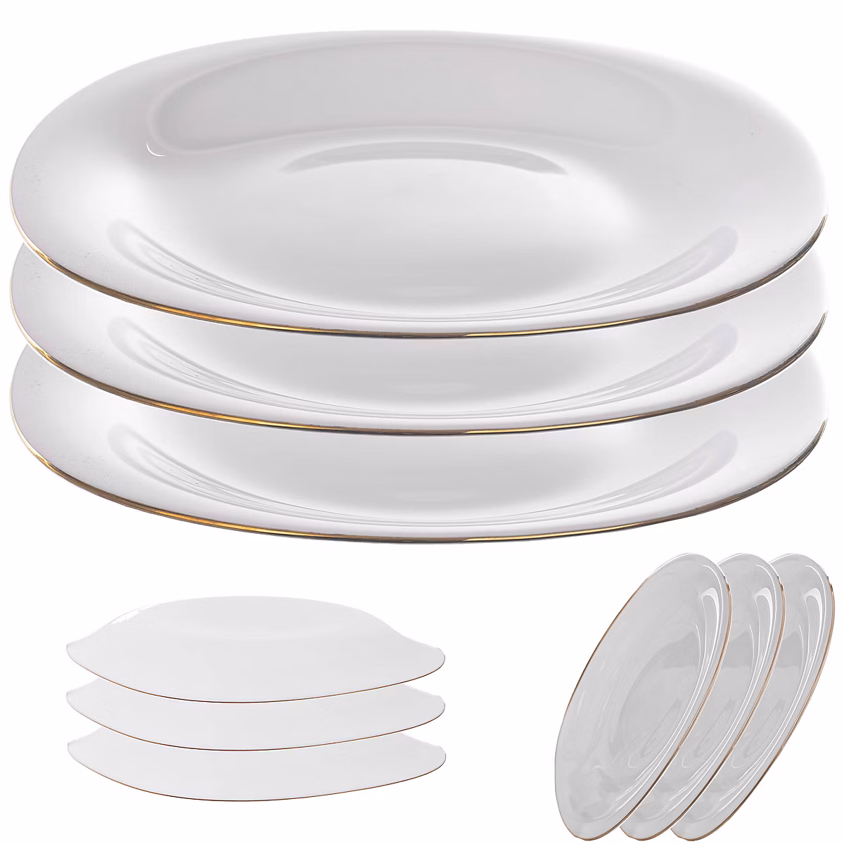 Assiette à dessert KADAX 21 cm blanche avec bord doré 3 pcs. – Réf. EBKPXVAFH0850068805