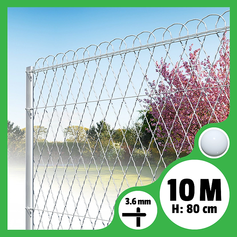 Bordure parisienne ronde longueur 10m – Blanc, 80cm, 3.6mm