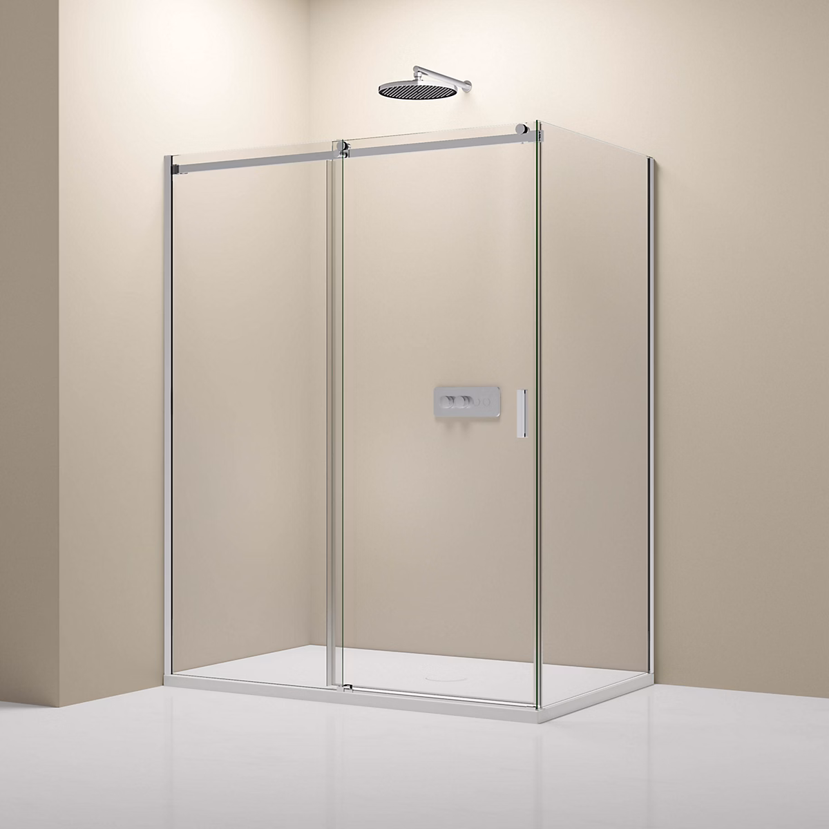 Cabine de douche d'angle – verre clair 8mm | porte coulissante | NT806 FLEX 120 × 100 × 195cm
