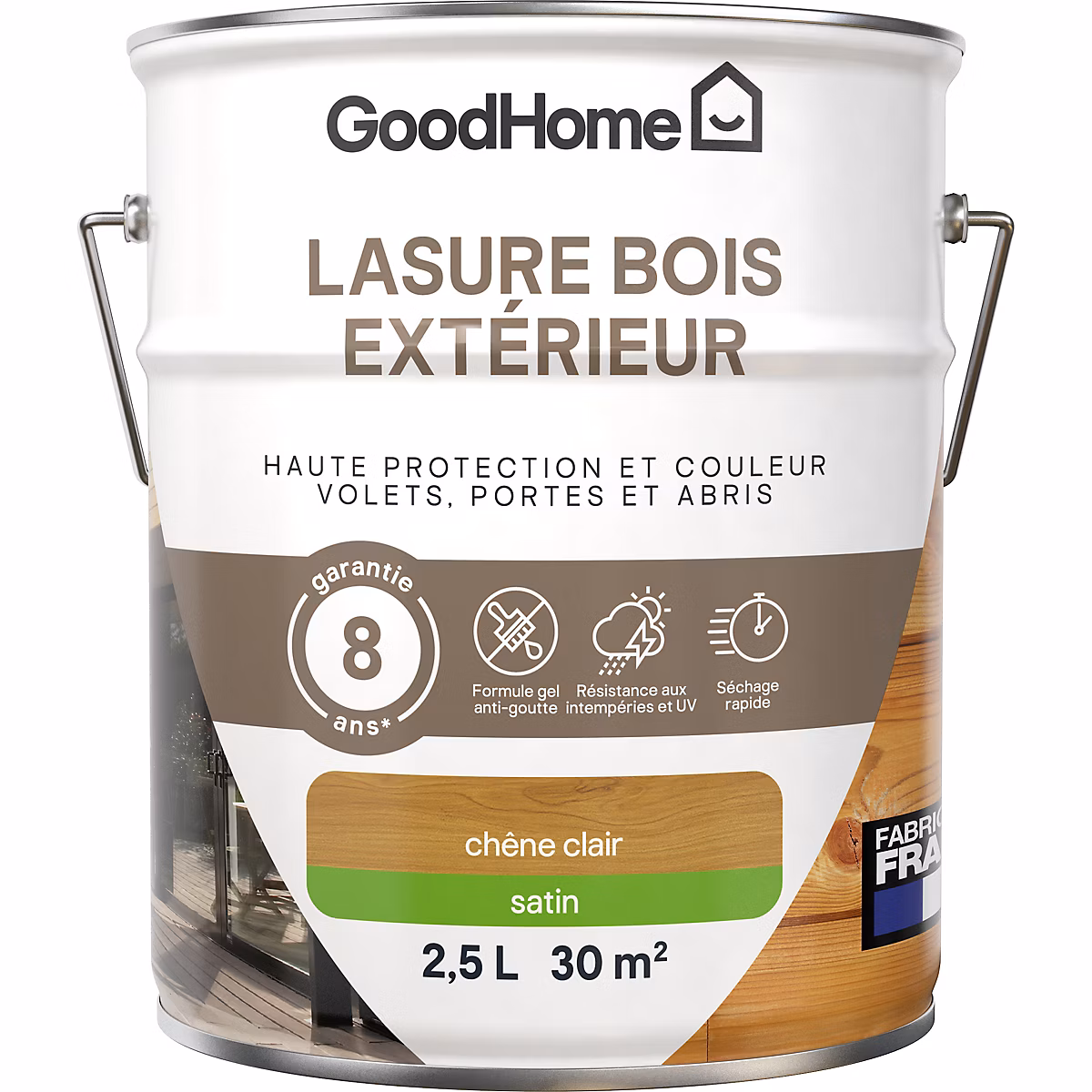 Lasure bois extérieur GoodHome satin chêne clair 2 – 5L