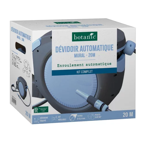 Jardin confort:Dévidoir automatique mural botanic® - Kit complet avec enroulement automatique