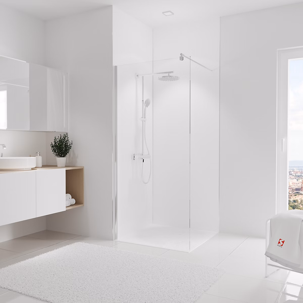 2 panneaux muraux de salle de bains l.90 × 255 cm – blanc, Schulte DécoDesign