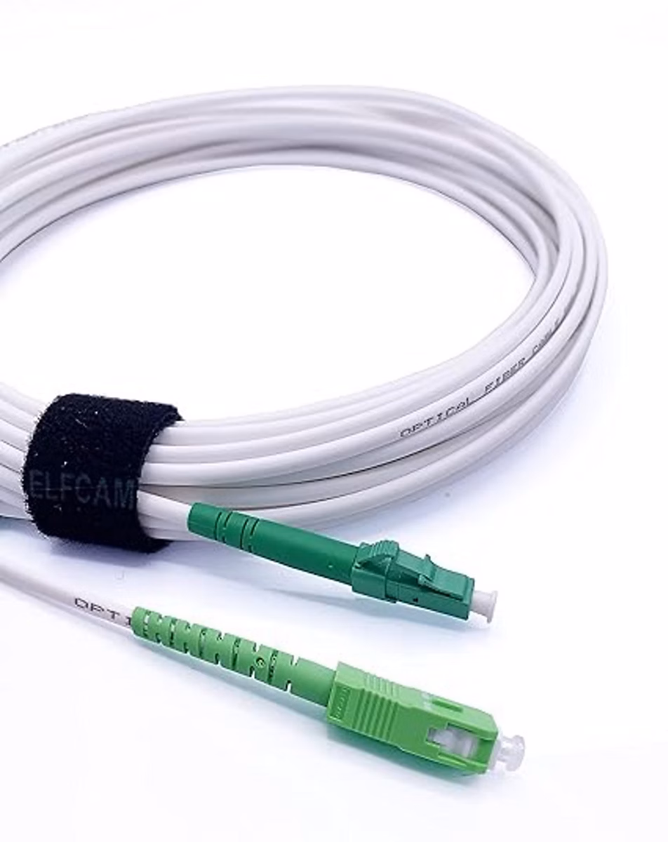 Elfcam – 7m Câble à Fibre Optique SC/APC à LC/APC Monomode Simplex 9/125um OS2 Jarretière Optique LSZH Blanc