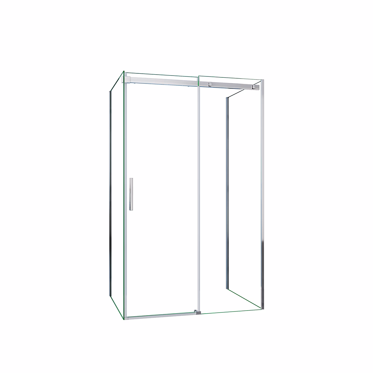 cabine de douche 160 × 80 × 80cm Hauteur 195cm en verre 8mm trempé – avec 1 porte de douche coulissante 100cm et 2 paroi latérales