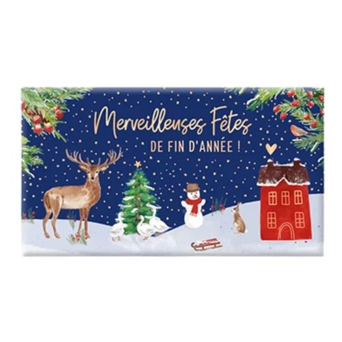 Essentiel maison：Chocolat au lait bio fin d'année « Merveilleuses Fêtes » Art Grafik - 40 g