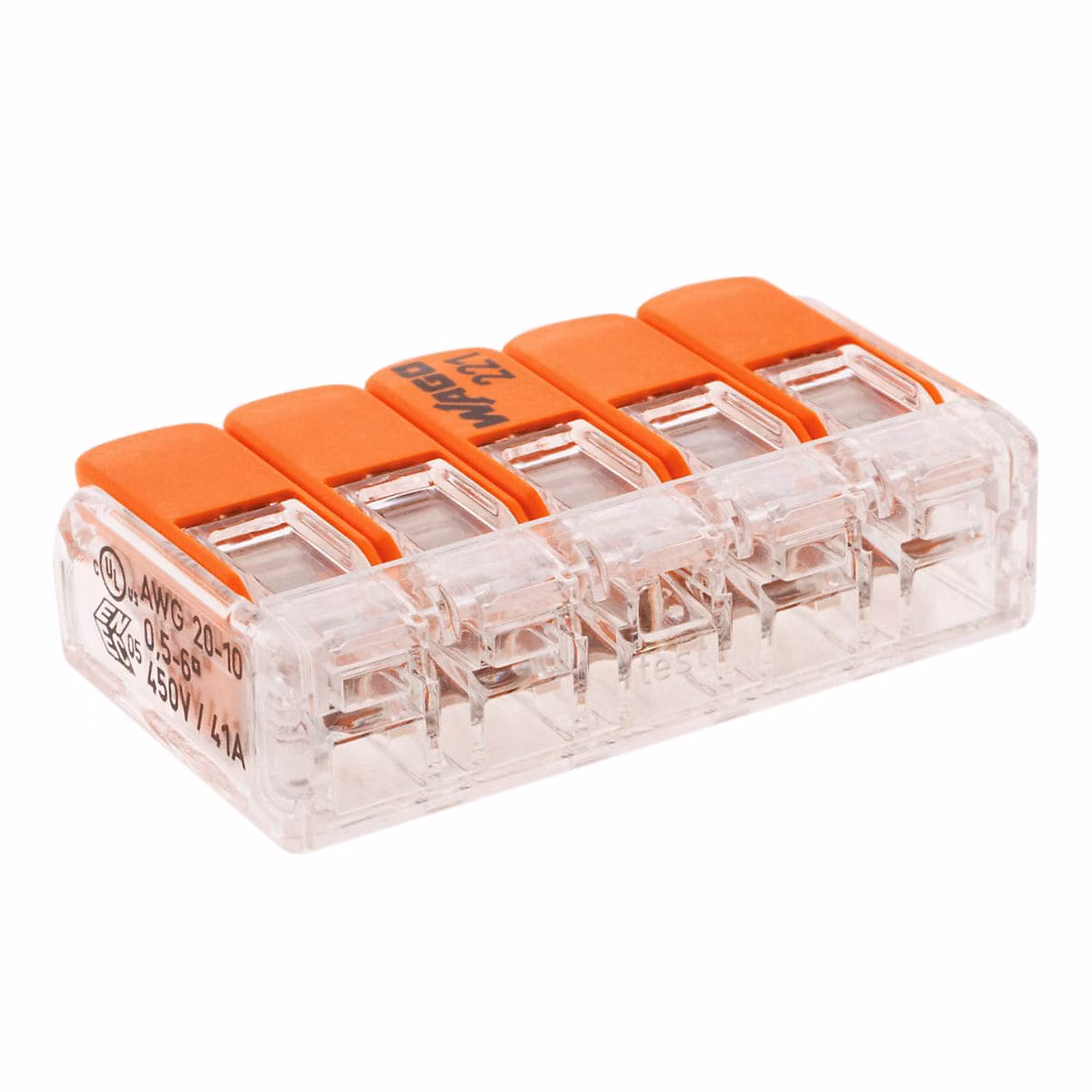 Borne de raccordement S221 5 conducteurs | leviers 4mm² – Wago