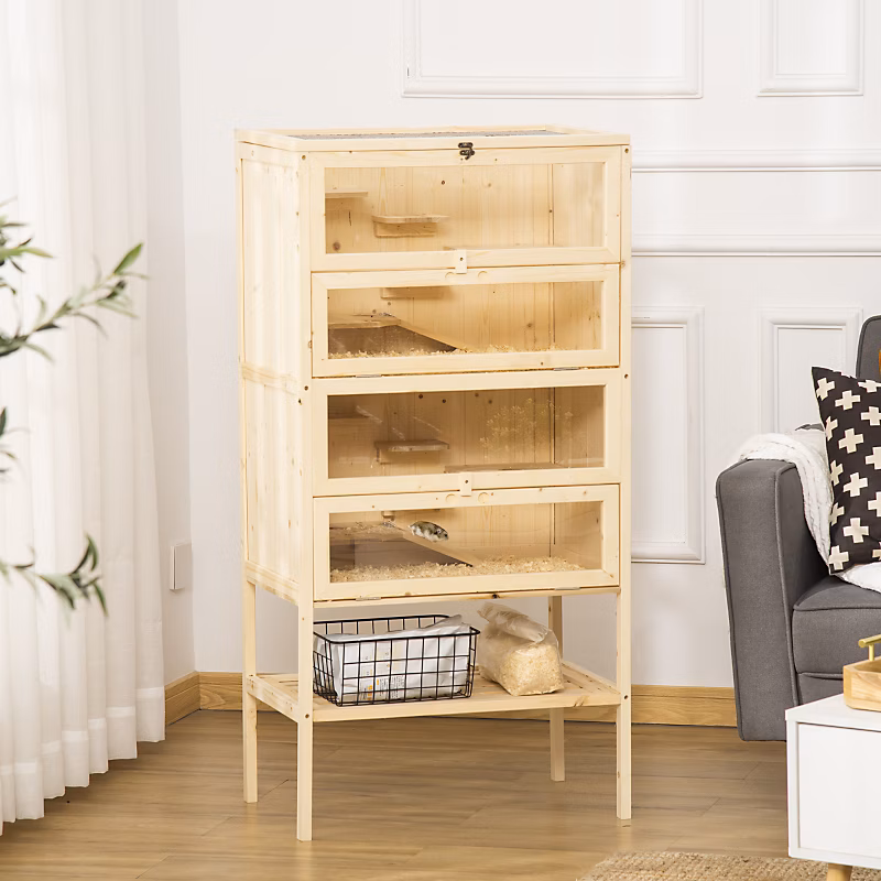 Cage pour hamster 60 × 40 × 120 cm coloris bois naturel avec 5 étages