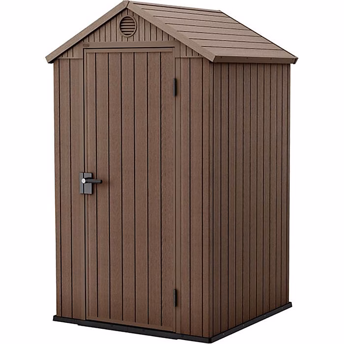 Abri de jardin Keter EVOTECH+ en résine imitation bois | 125 – 8 × 117 × 205 cm – avec plancher surélevé et fenêtre latérale – marron