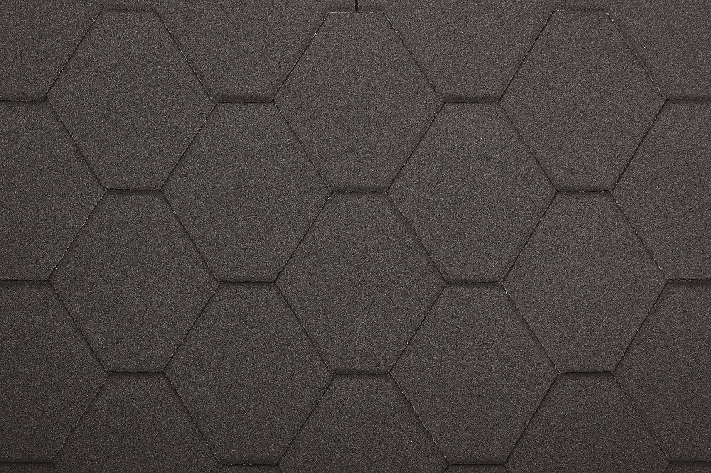 Bardeaux bitumineux Hexagonal Rock | couleur noir – bitume toiture 3 m2 – Timbela H – BLACK