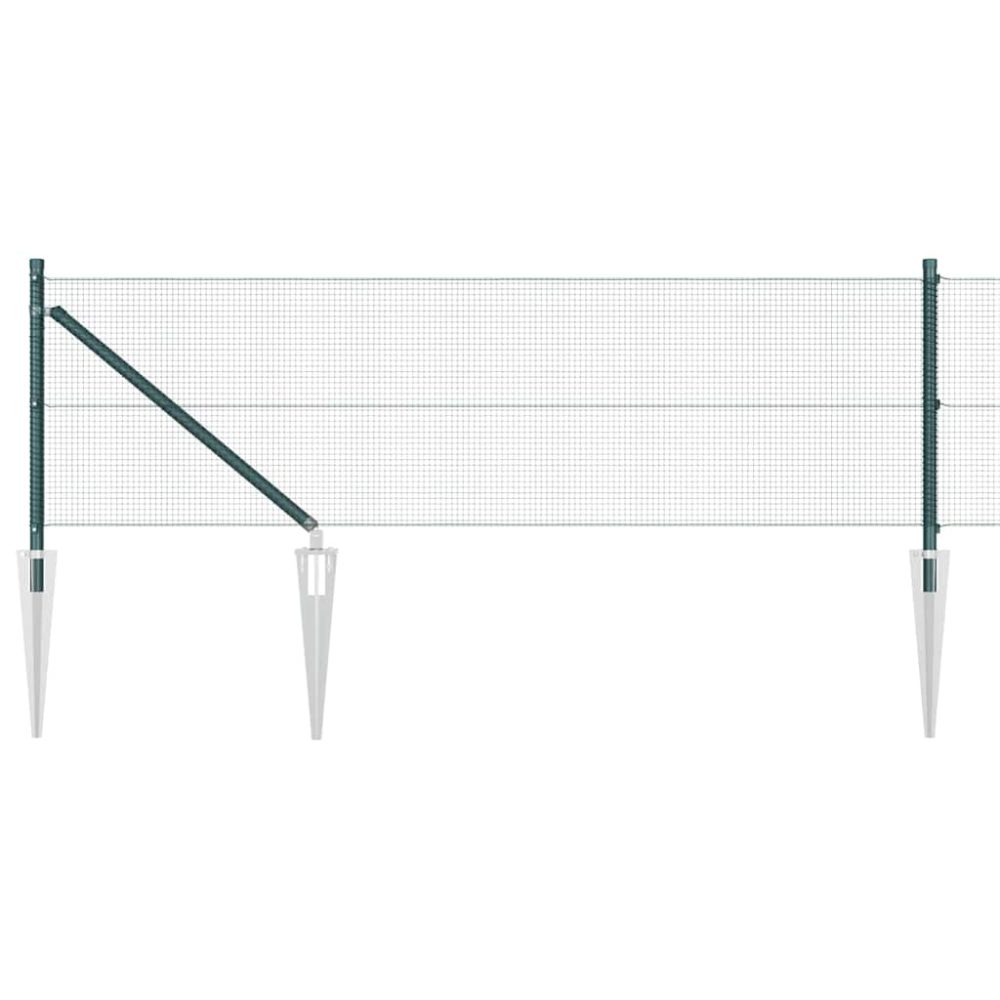 vidaXL Clôture en fil soudé avec pointes 10 x 0,4 m Vert Maille