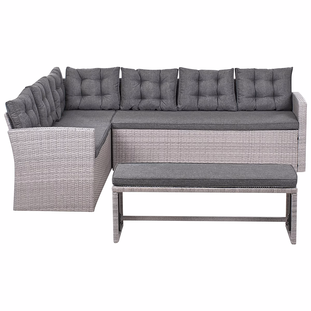 Salon et mobilier de jardin – Canapé d'angle de jardin 8 places VITERBO Polyrotin Gris