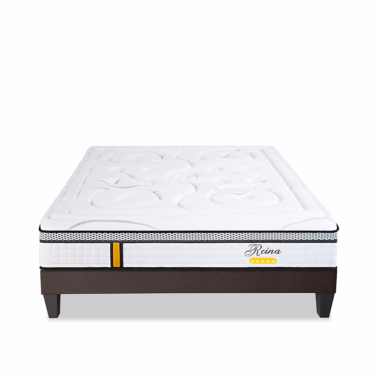 Ensemble Reina 2.0 90 × 200 cm Matelas Ressorts ensachés + Sommier Bois