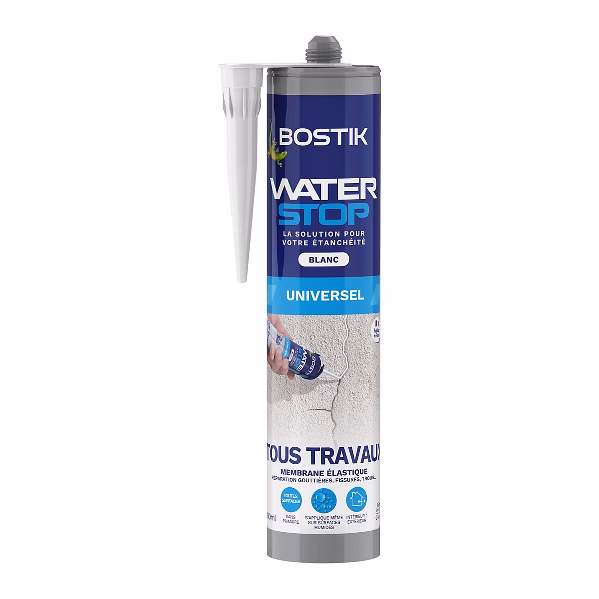 Membrane élastique d'étanchéité tous travaux – blanc, Bostik Waterstop cartouche 290ml