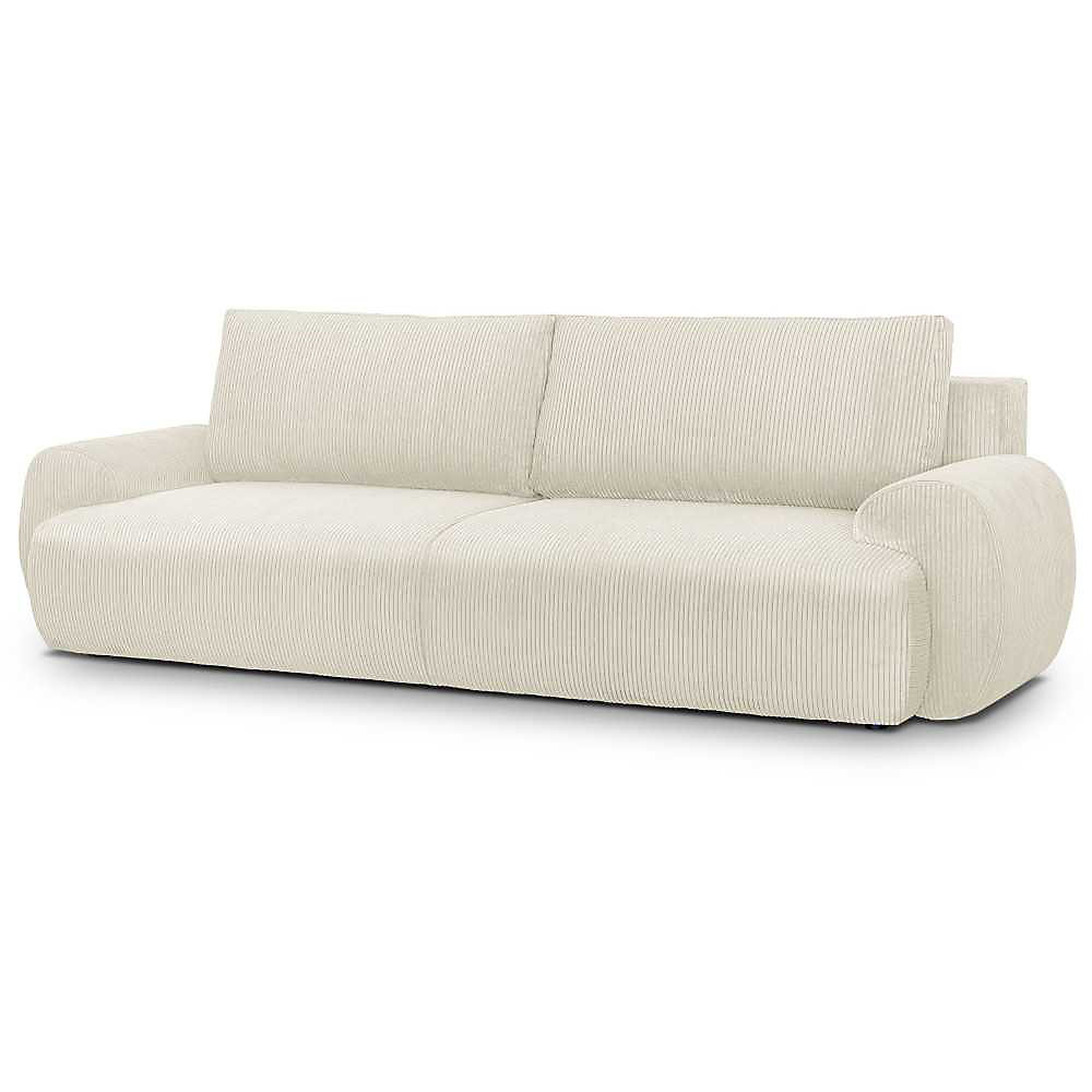 Canapé convertible 3 places MILO AUCUNE tissu velours cotele beige 254 × 99 × 84 cm