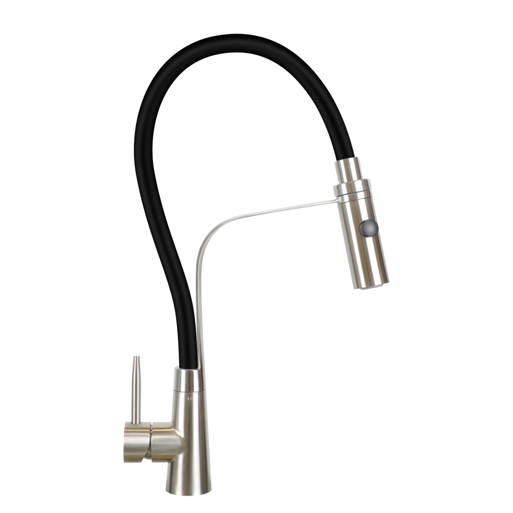 Nettlife robinet de cuisine avec flexible grands extensibles avec pomme de douche, 46,5 cm, noire , mélangeur à haute pression pivotant à 360