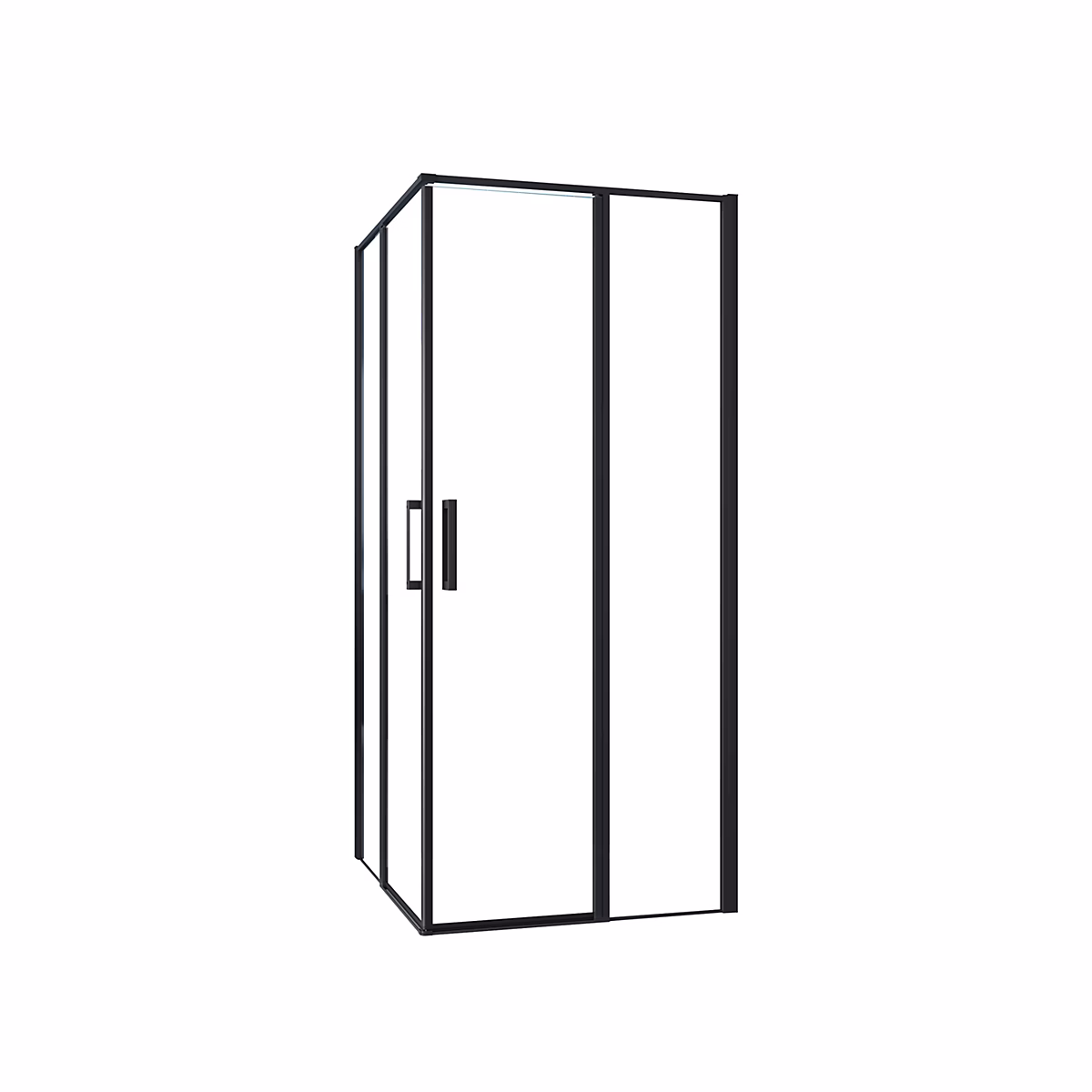 Cabine De Douche 90 × 90 × 185cm Profilé Noir Mat Verre Anticalcaire Porte De Douche Pivotante Installation En Angle