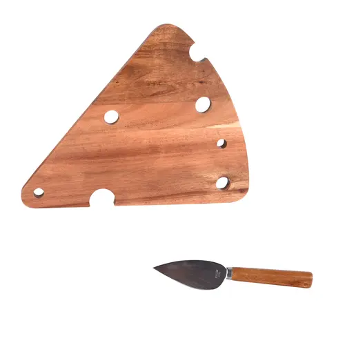 Pour la vie au jardin：Coffret fromage plat et couteau en bois - les 2 pièces
