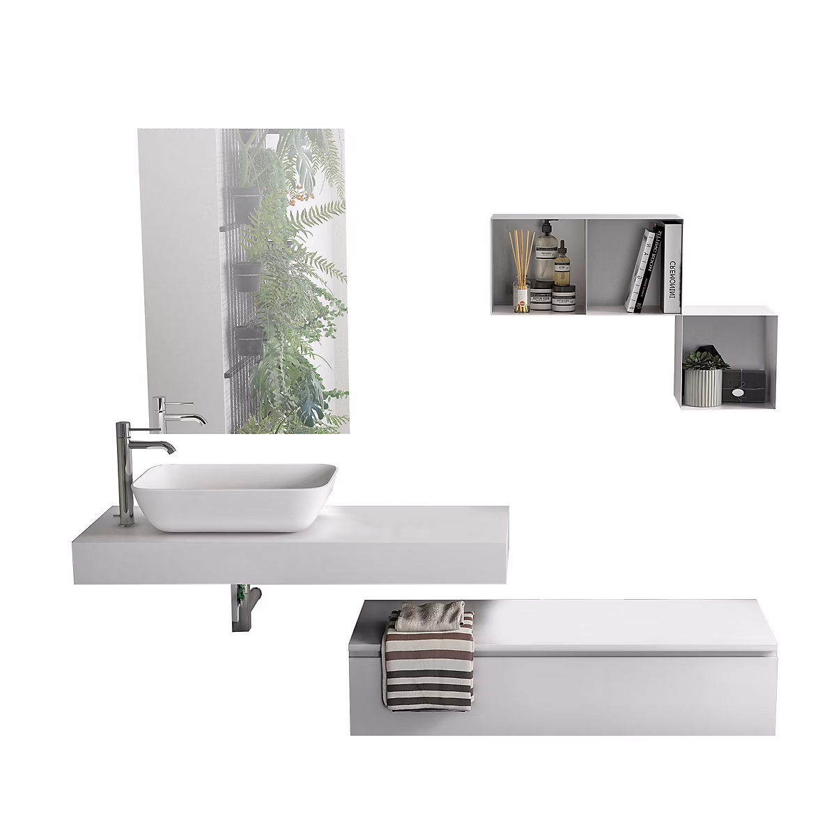 Ensemble salle de bain 4 pièces ASTRA blanc/blanc – Réf. YASIRAZKL3689034211