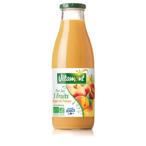 Espace vert pratique:Pur jus 3 fruits des vergers de France bio - 75 cl