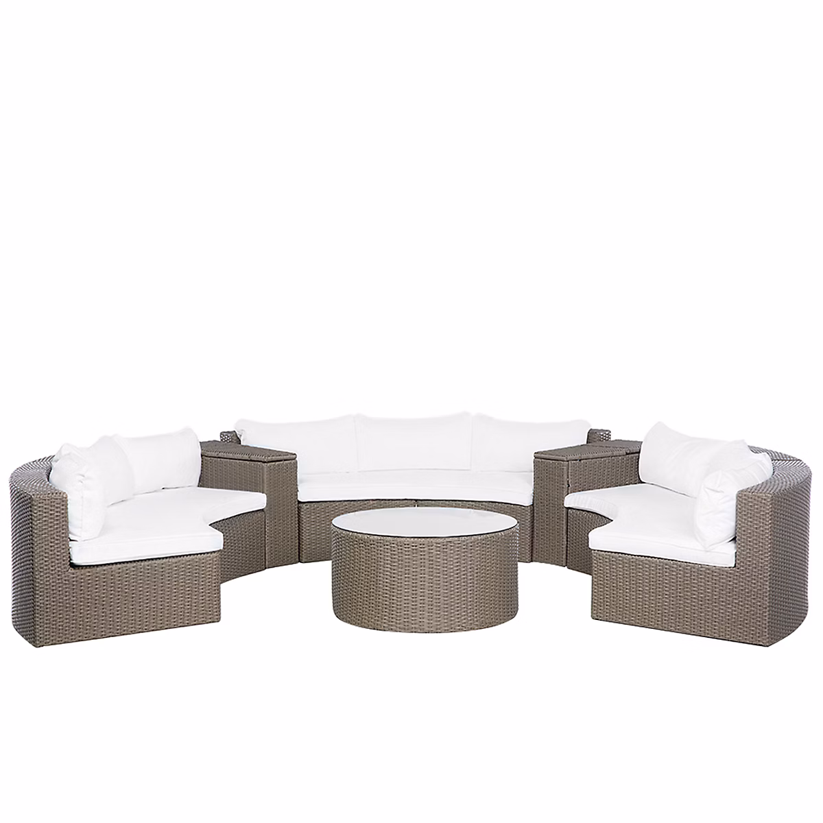 Ensemble de salon de jardin avec table 9 places SEVERO Polyrotin Marron – Réf. GALSGTWZN4452657374