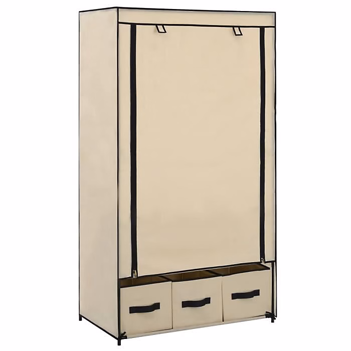 Armoire Portable | Crème – Avec 3 Tiroirs – 87 × 49 × 159 cm