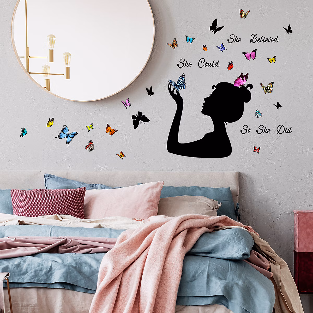 Autocollant mural papillon 3D amovible à décoller et à coller – décoration d'intérieur | cadeau