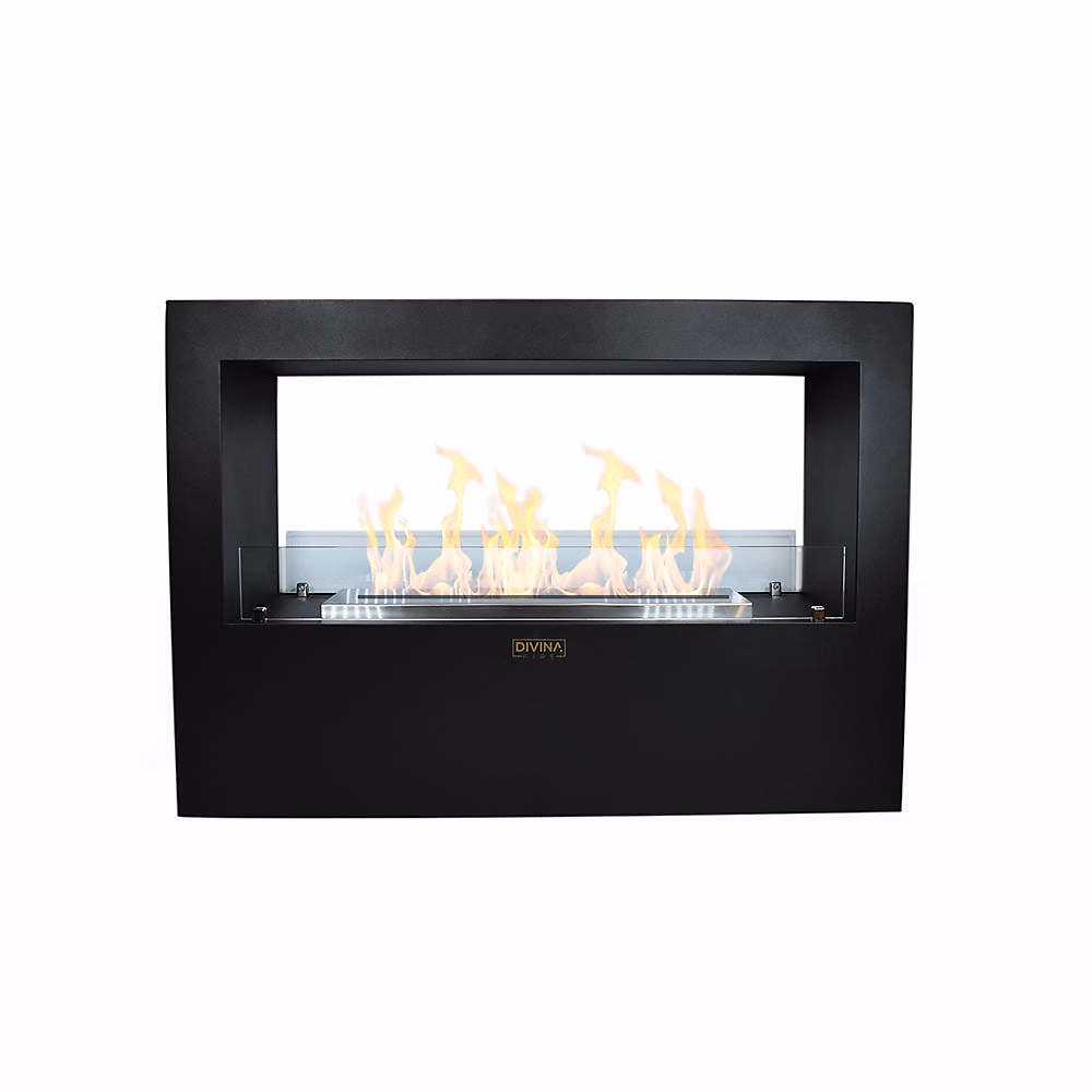 Chauffage d'appoint – Cheminée À Bioéthanol Sur Pied Giotto S Black 100X30X70 Pour Intérieur/Extérieur