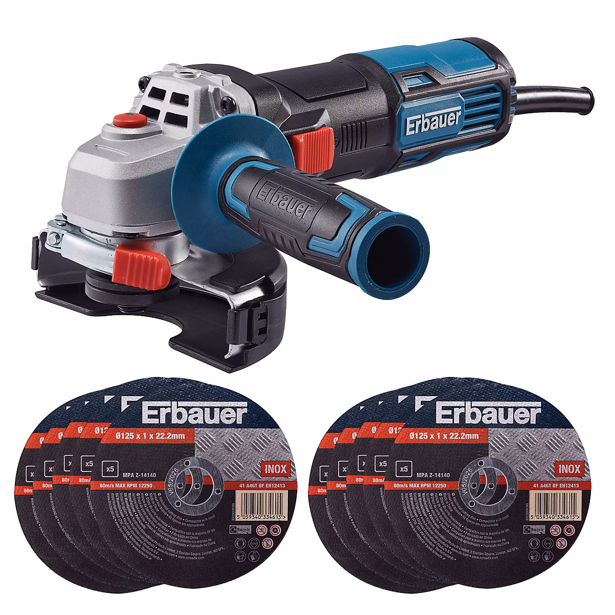 Meuleuse d'angle compacte filaire 750W 125mm Erbauer ERB979GRD | Meuleuse
