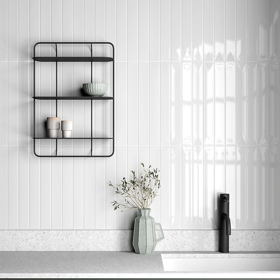 Carrelage effet zellige 5 × 40 cm VITRAL SNOW