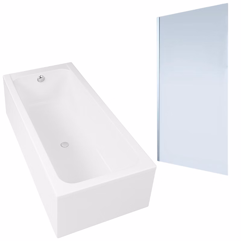Baignoire droite DURAVIT D – Code 170 × 70 cm + Pare Bain gauche AURYS Mist 1 chromé version gauche