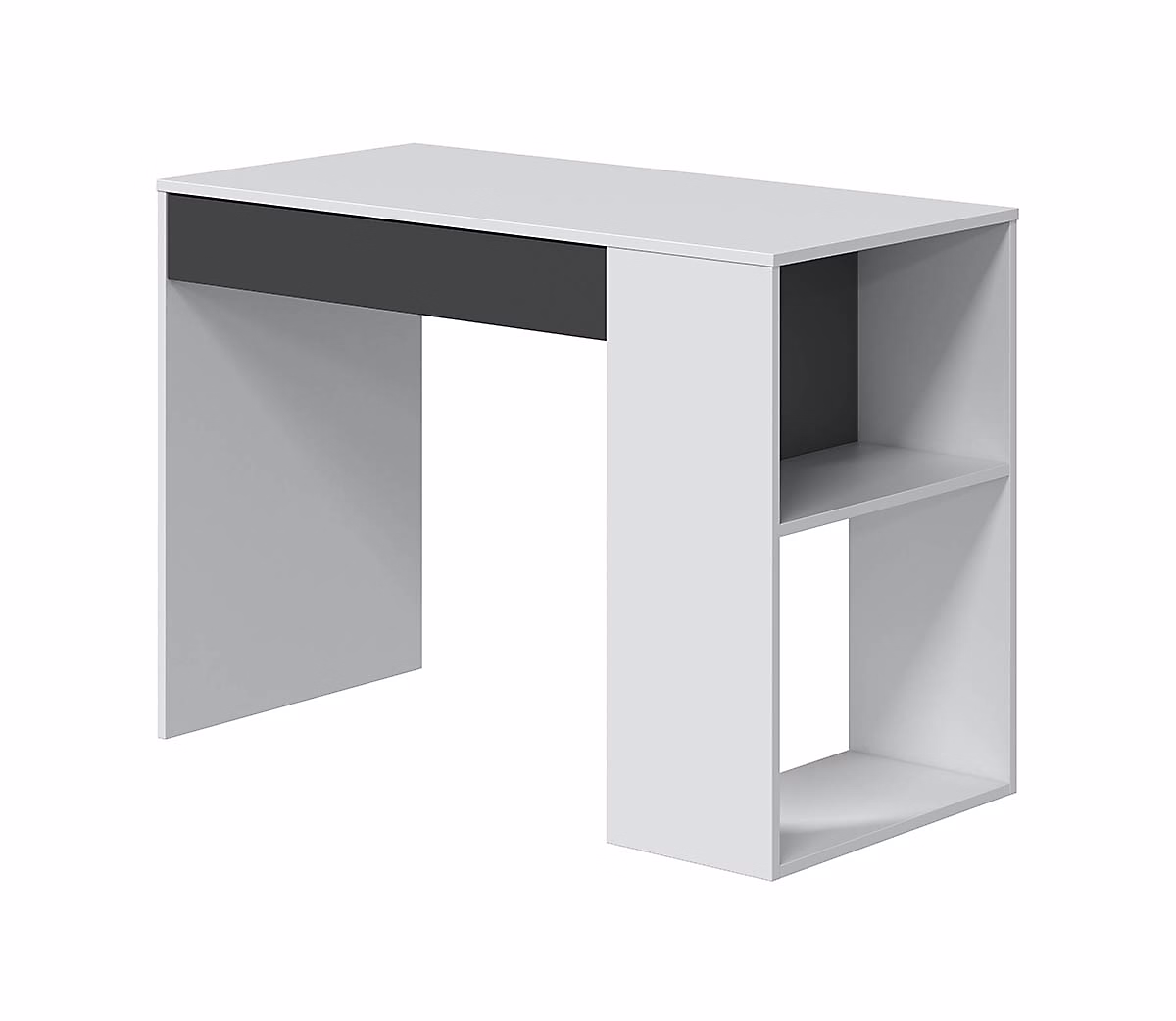 Bureau avec 1 tiroir coloris blanc artic / gris anthracite – Hauteur 73 x Largeur 101 x Profondeur 50 cm