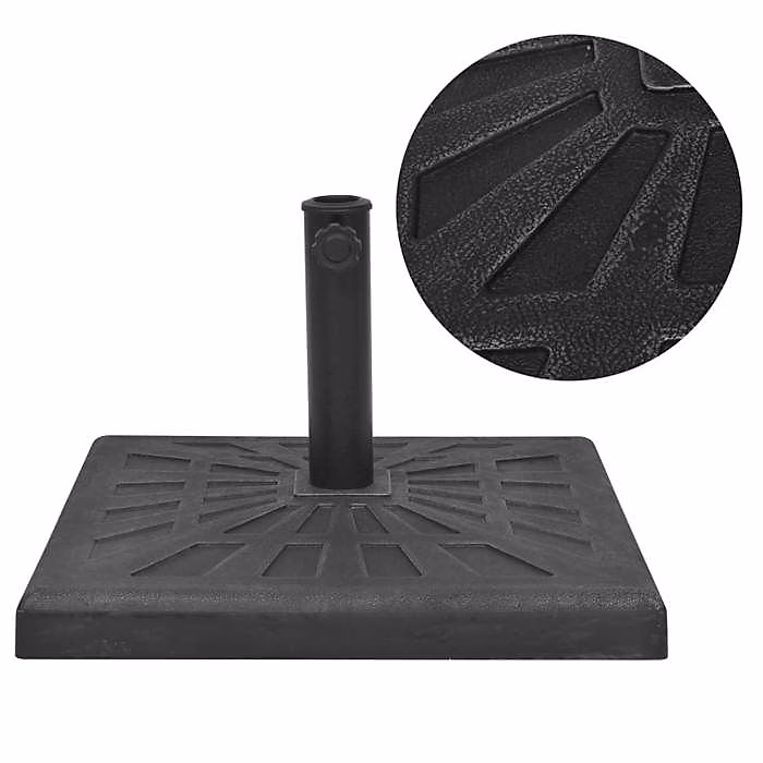 Base de parasol carrée en résine noire VIDAXL – 19 kg, adaptateurs inclus