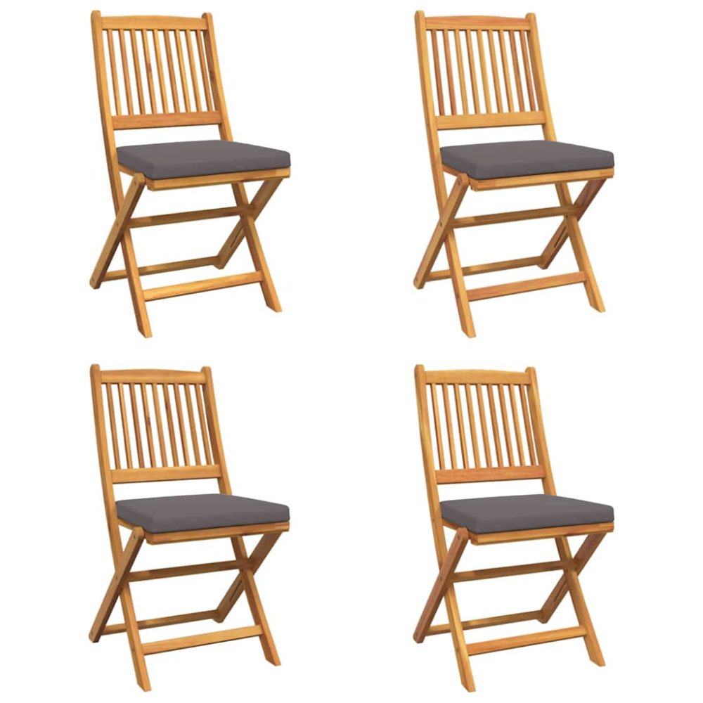 vidaXL Chaise pliante 4 pc Gris Bois d'acacia massif