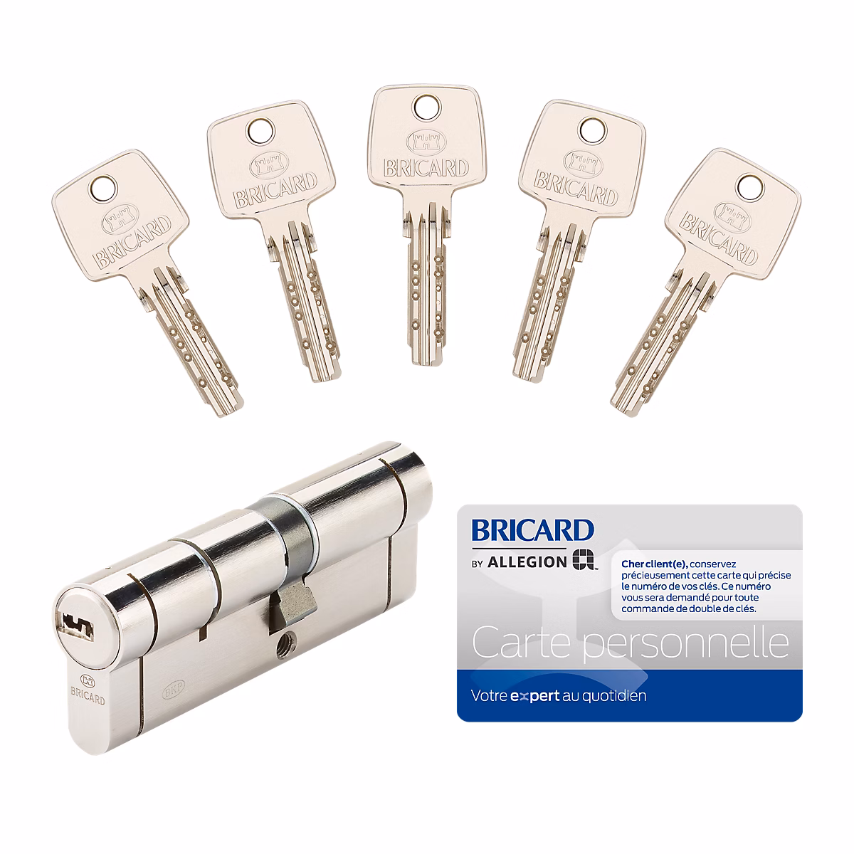 Cylindre de serrure Bricard Nexo 10 débrayable L.40 × 50mm 5 clés