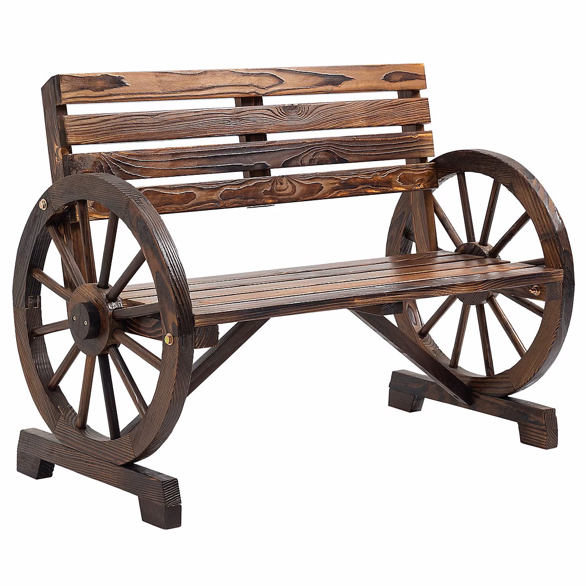Banc de jardin 2 places – bois avec accoudoirs, design vintage, chaises de jardin pour jardin