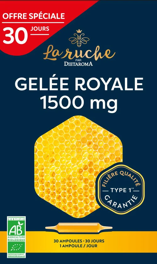 Utile au jardin:Complément alimentaire gelée royale bio 1500 mg Dietaroma La Ruche - 30 x 15 ml