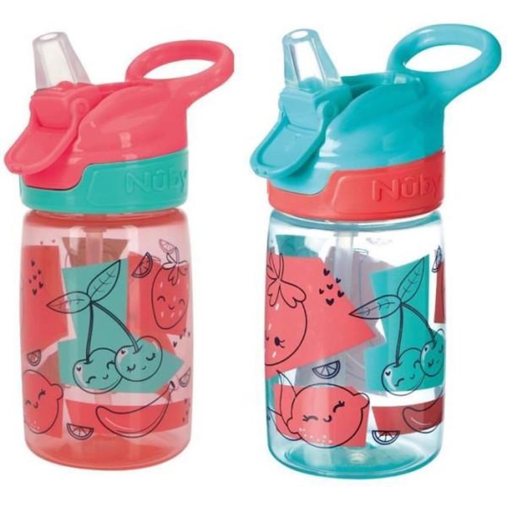 NUBY Lot de 2 gourdes - nuby - incredible gulp - 360 ml - fraises