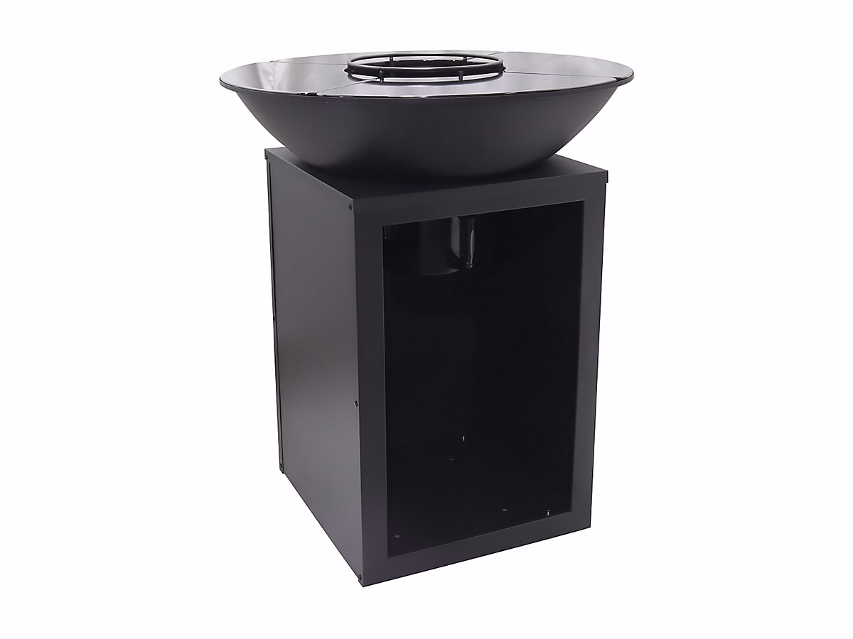 Barbecue plancha brasero à charbon et bois avec rangement L80 x l80 x H95 cm noir – IGNOS