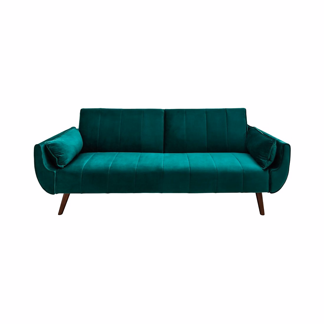 Canapé droit DANNA vert émeraude Canapé scandinave convertible en velours | Canapé