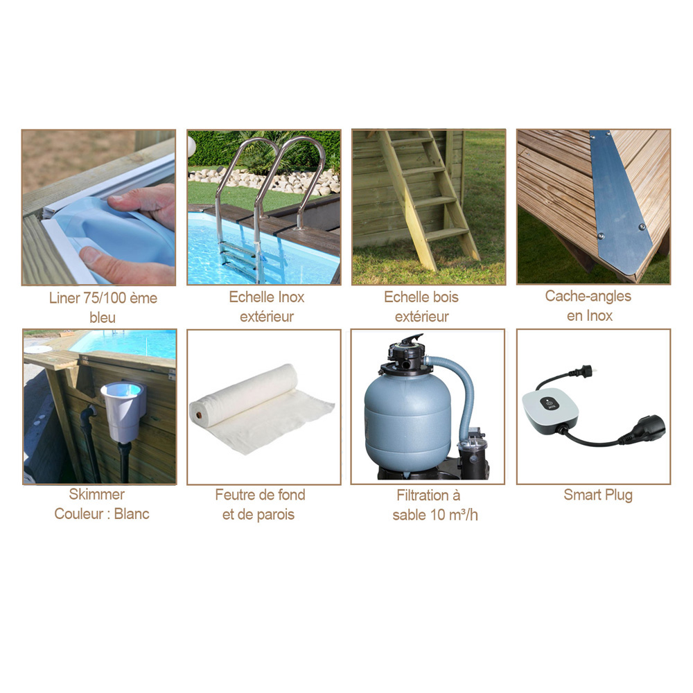 Gre Braga - Piscine bois en kit rectangulaire