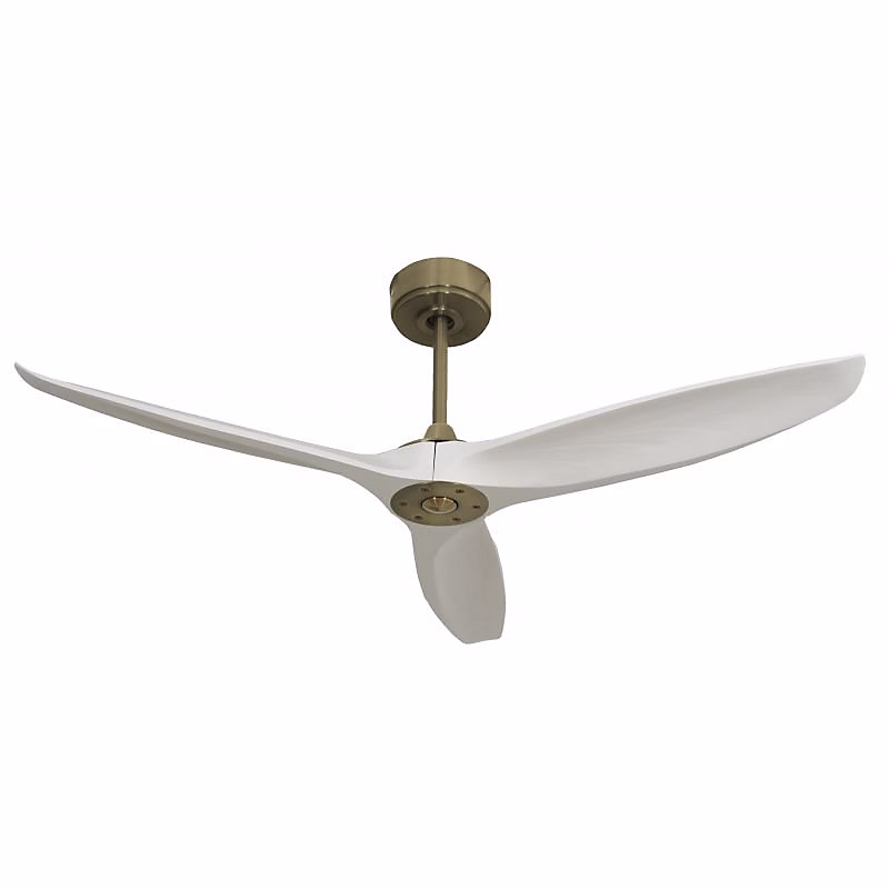 Bolt laiton – Ventilateur déstratificateur d'air | pales bois laquées blanc 132 Cm | moteur laiton sans lumière .