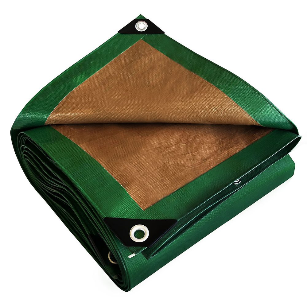 Bâche Bois 2 × 3 m – TECPLAST, HQ250BO, Verte et Marron, Haute Performance, Bâche de protection étanche pour Bois de chauffage