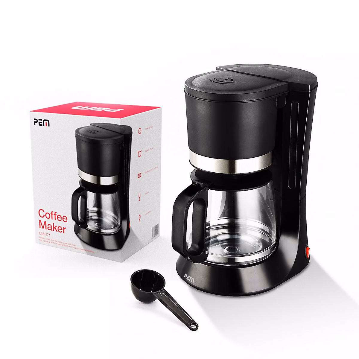 Cafetière 680W – Capacité 10 tasses, Inox et noir