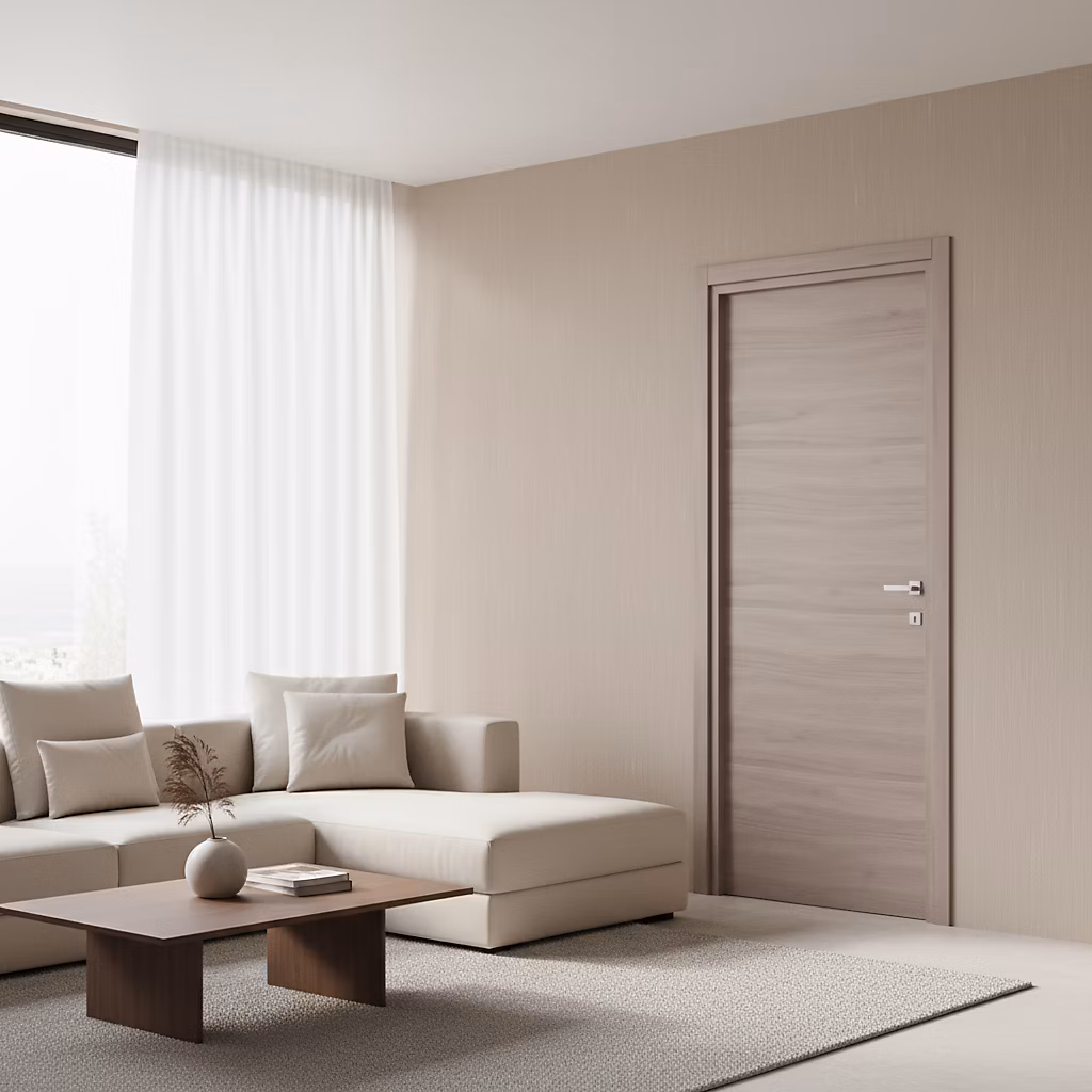 Bloc | porte fin de chantier PREMONTE – PRET A POSER Noyer – H.204 l.73cm – poussant réversible – MADE IN ITALY