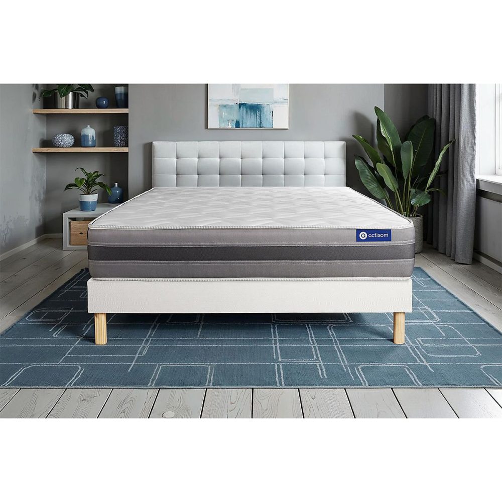 Ensemble – Matelas Hybride 24cm d'épaisseur, 5 zones de confort, Confort équilibré, Sommier tapissier en kit