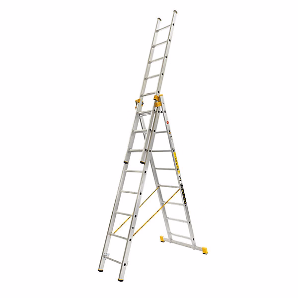 Echelle transformable 3 plans 3x8 barreaux – Longueur max 5.25m | Sol plat | 8608